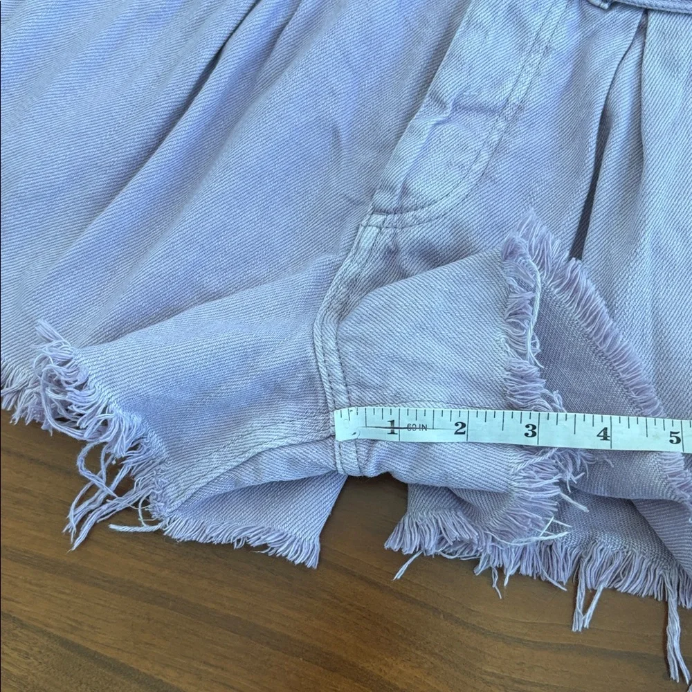 Free People See You Sometime High Waisted Belted Cut Off Shorts Lilac Purple XS